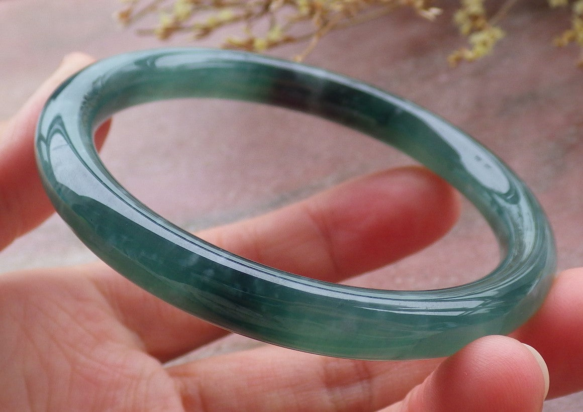 Certified Icy Green Burma 100% Natural A JADE Jadeite Circle Bangle Bracelet 57 mm 手镯 652022 TN