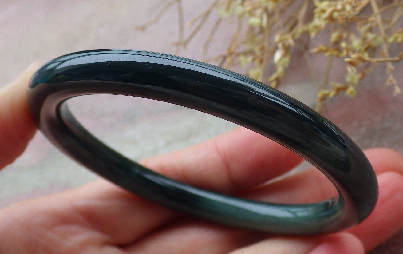 Certified Green Burma 100% Natural A JADE Jadeite Circle Bangle Bracelet 56 mm 手镯 652039 TN