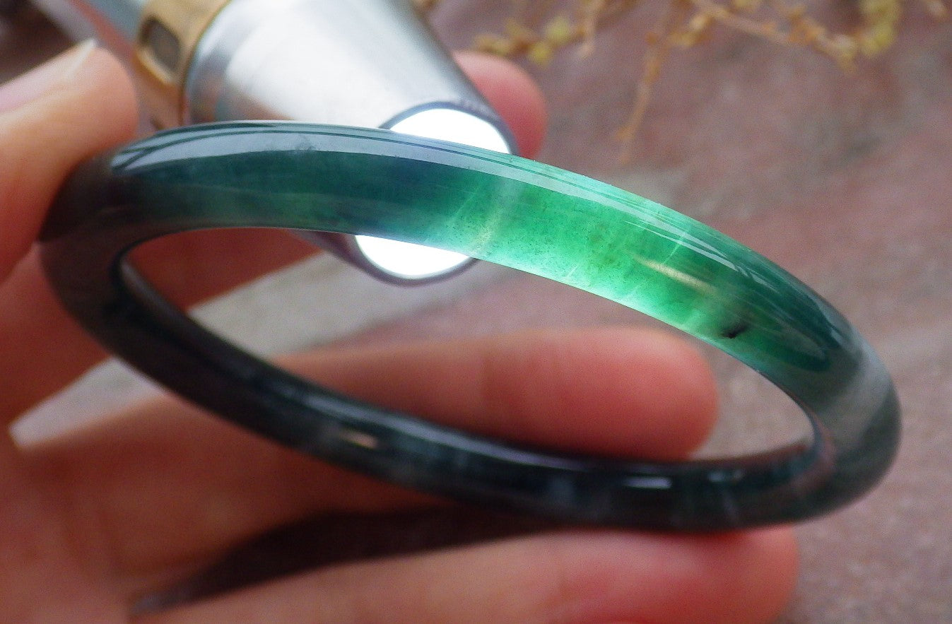 Certified Icy Green Burma 100% Natural A JADE Jadeite Circle Bangle Bracelet 55 mm 手镯 652051 TN