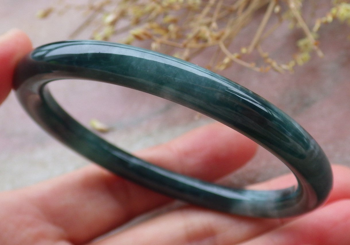 Certified Icy Green Burma 100% Natural A JADE Jadeite Circle Bangle Bracelet 55 mm 手镯 652051 TN