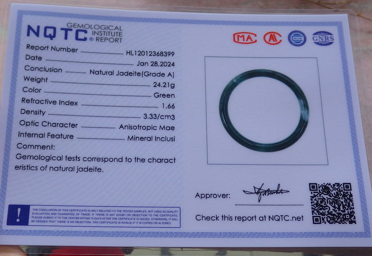 Certified Icy Green Burma 100% Natural A JADE Jadeite Circle Bangle Bracelet 55 mm 手镯 652051 TN
