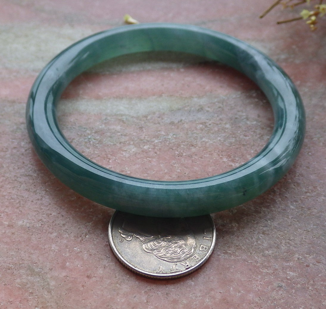 Certified Icy Green Burma 100% Natural A JADE Jadeite Circle Bangle Bracelet 56 mm 手镯 652063 TN