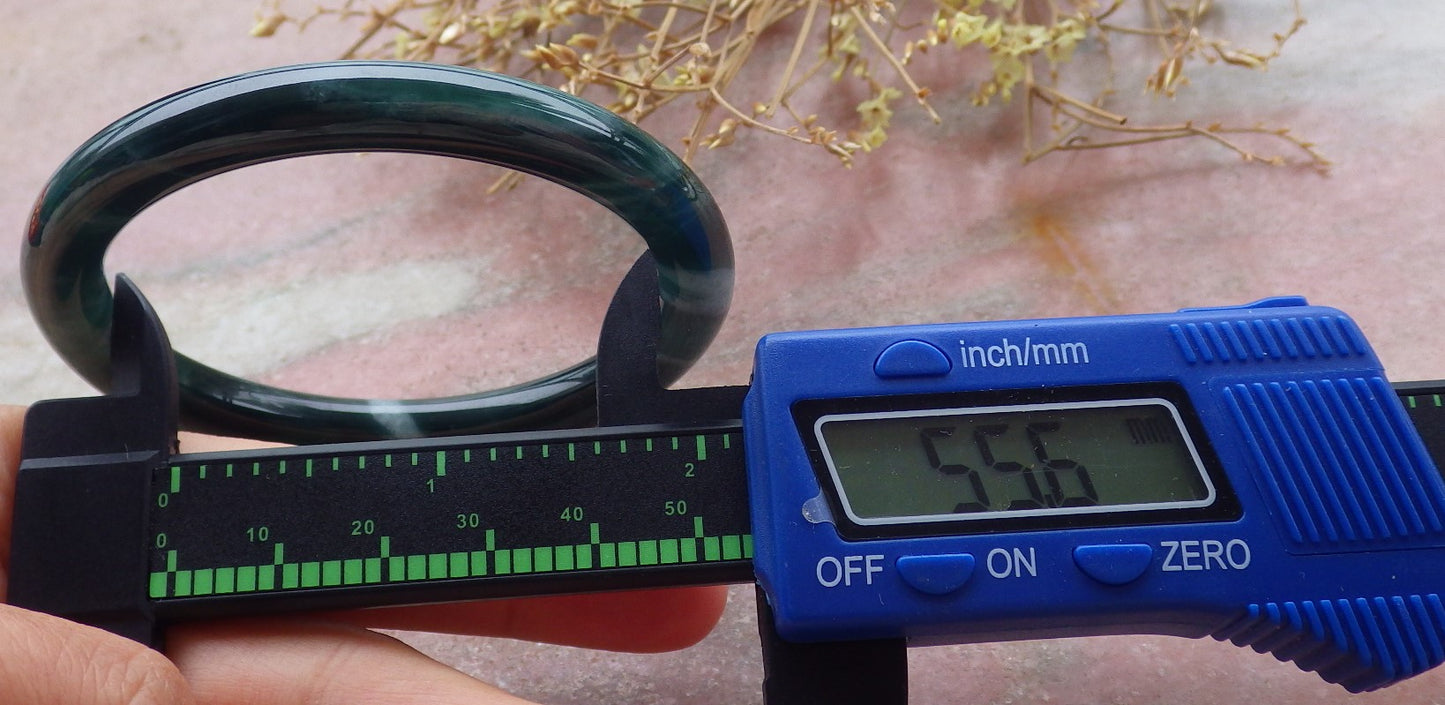 Certified Icy Green Burma 100% Natural A JADE Jadeite Circle Bangle Bracelet 56 mm 手镯 652075 TN