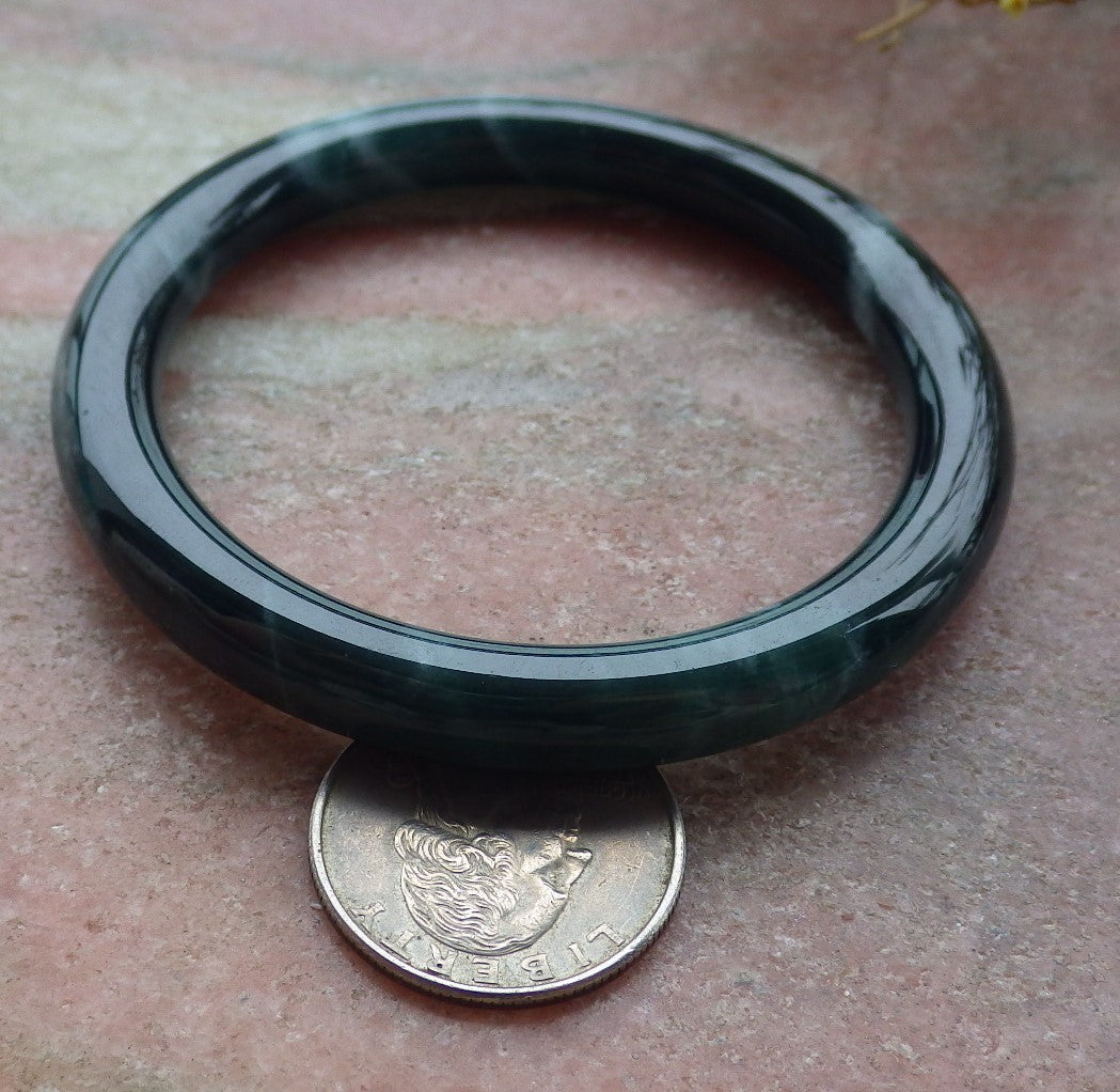 Certified Icy Green Burma 100% Natural A JADE Jadeite Circle Bangle Bracelet 56 mm 手镯 652075 TN