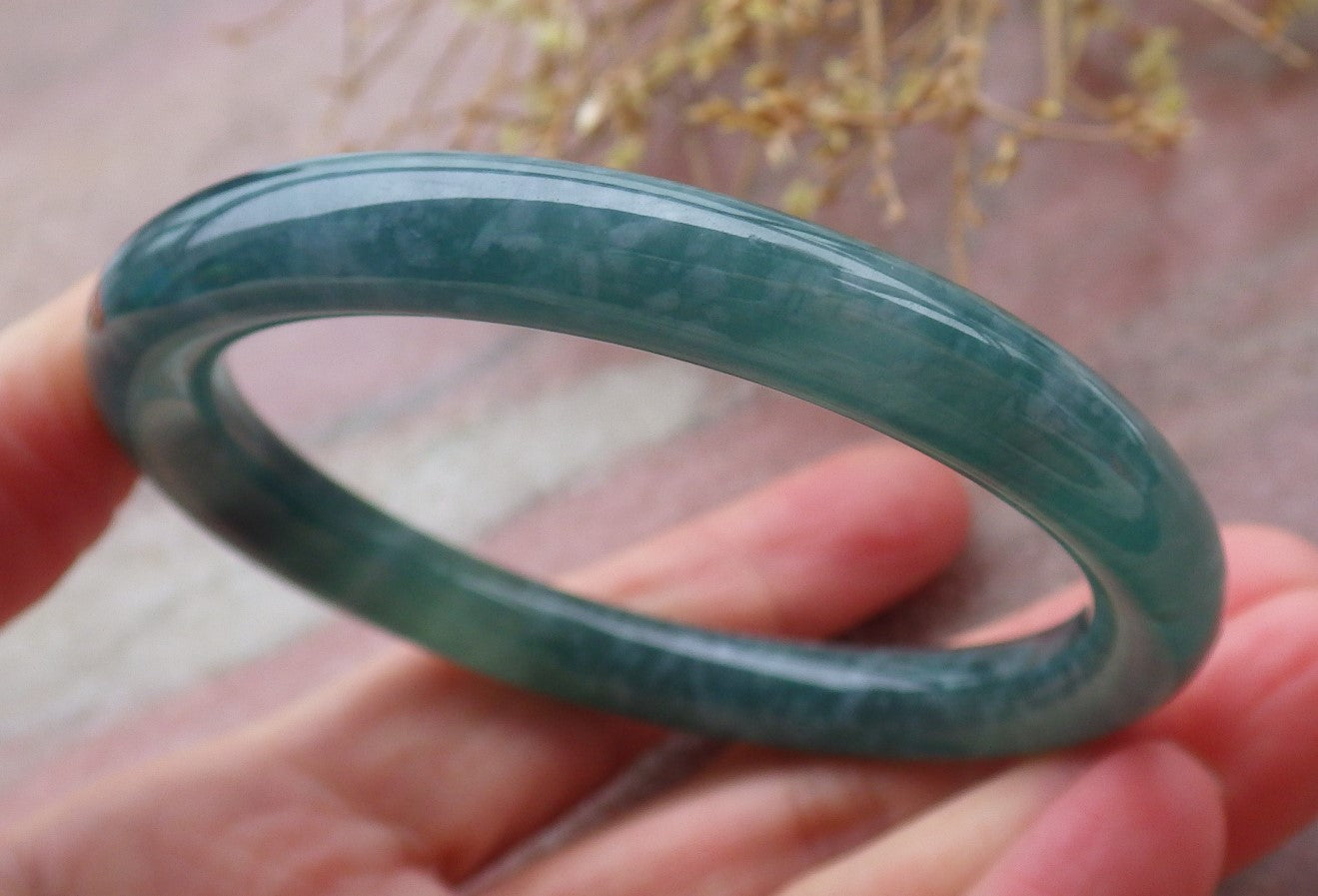 Certified Icy Green Burma 100% Natural A JADE Jadeite Circle Bangle Bracelet 56 mm 手镯 652087 TN