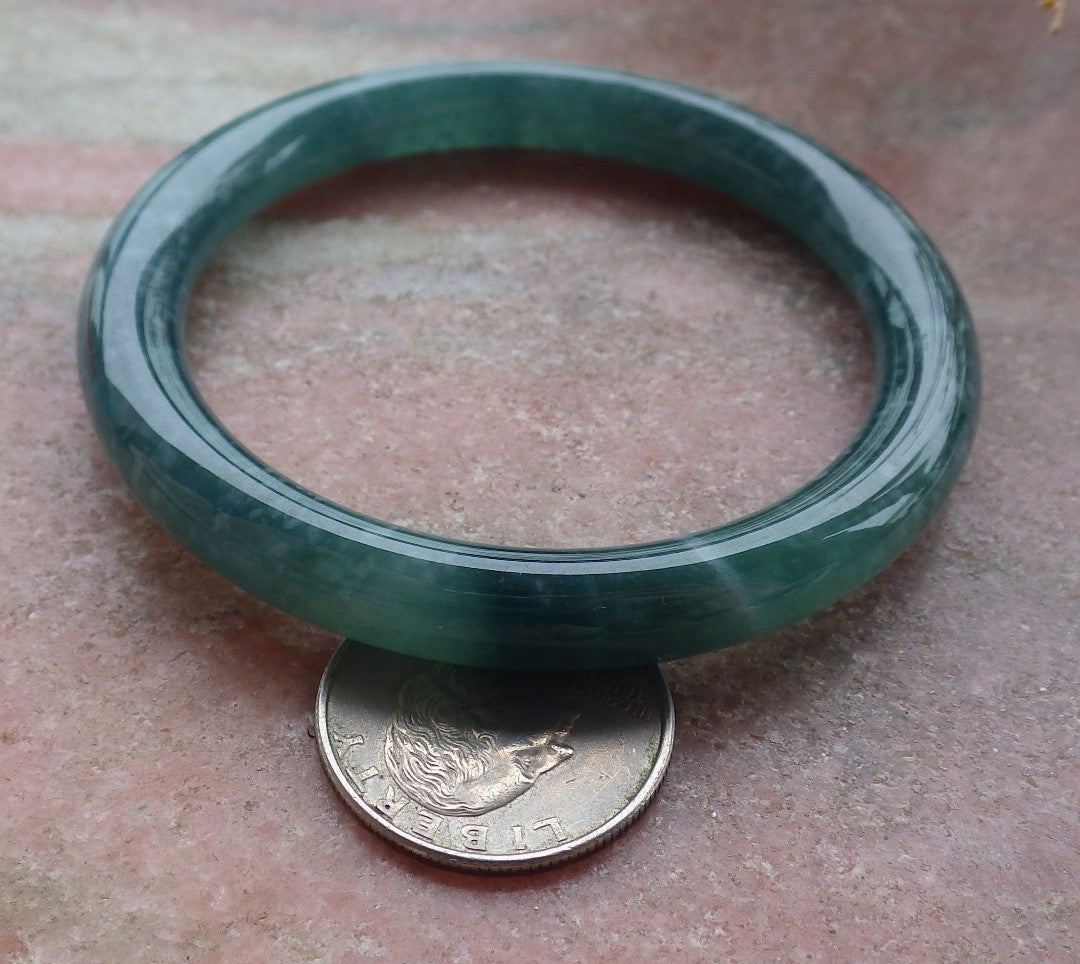 Certified Icy Green Burma 100% Natural A JADE Jadeite Circle Bangle Bracelet 56 mm 手镯 652087 TN