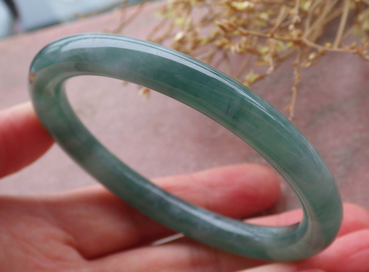 Certified Icy Green Burma 100% Natural A JADE Jadeite Circle Bangle Bracelet 56 mm 手镯 652117 TN