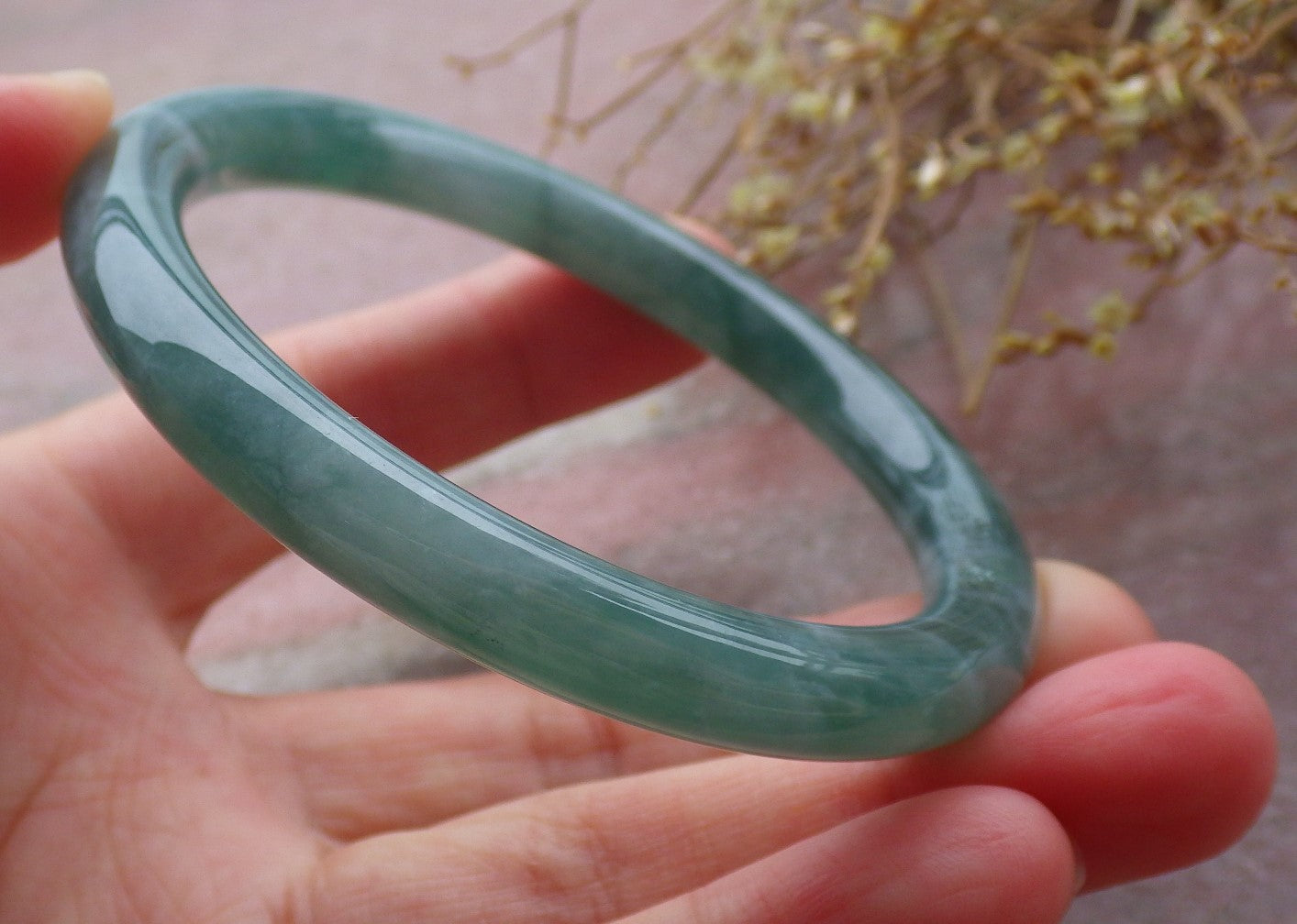 Certified Icy Green Burma 100% Natural A JADE Jadeite Circle Bangle Bracelet 56 mm 手镯 652117 TN