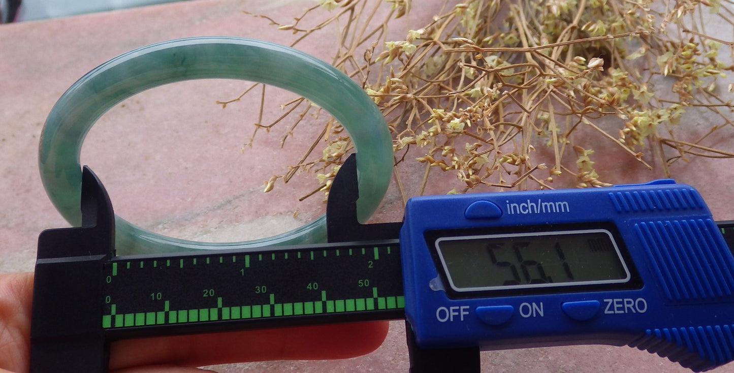 Certified Icy Green Burma 100% Natural A JADE Jadeite Circle Bangle Bracelet 56 mm 手镯 652117 TN