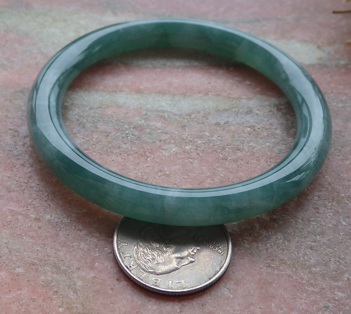 Certified Icy Green Burma 100% Natural A JADE Jadeite Circle Bangle Bracelet 56 mm 手镯 652117 TN