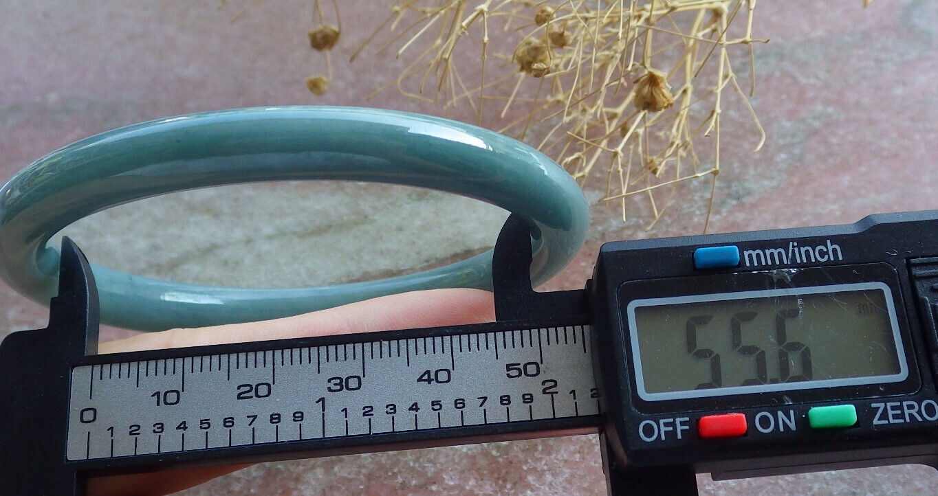 Certified Green Burma 100% Natural A JADE Jadeite Circle Bangle Bracelet 56 mm 手镯 635735 TN