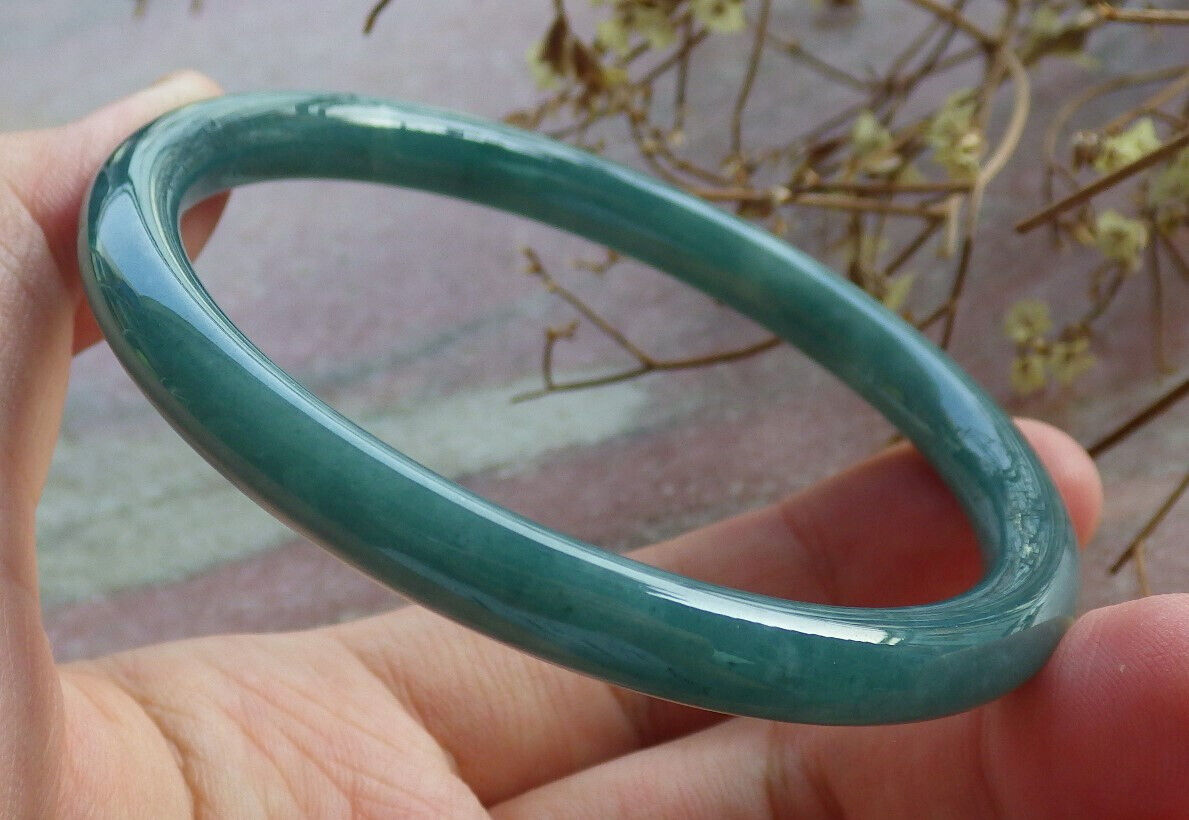Certified Icy Blue Water Burma 100% Natural A JADE Jadeite Circle Bangle Bracelet 59 mm 手镯 633779 TN