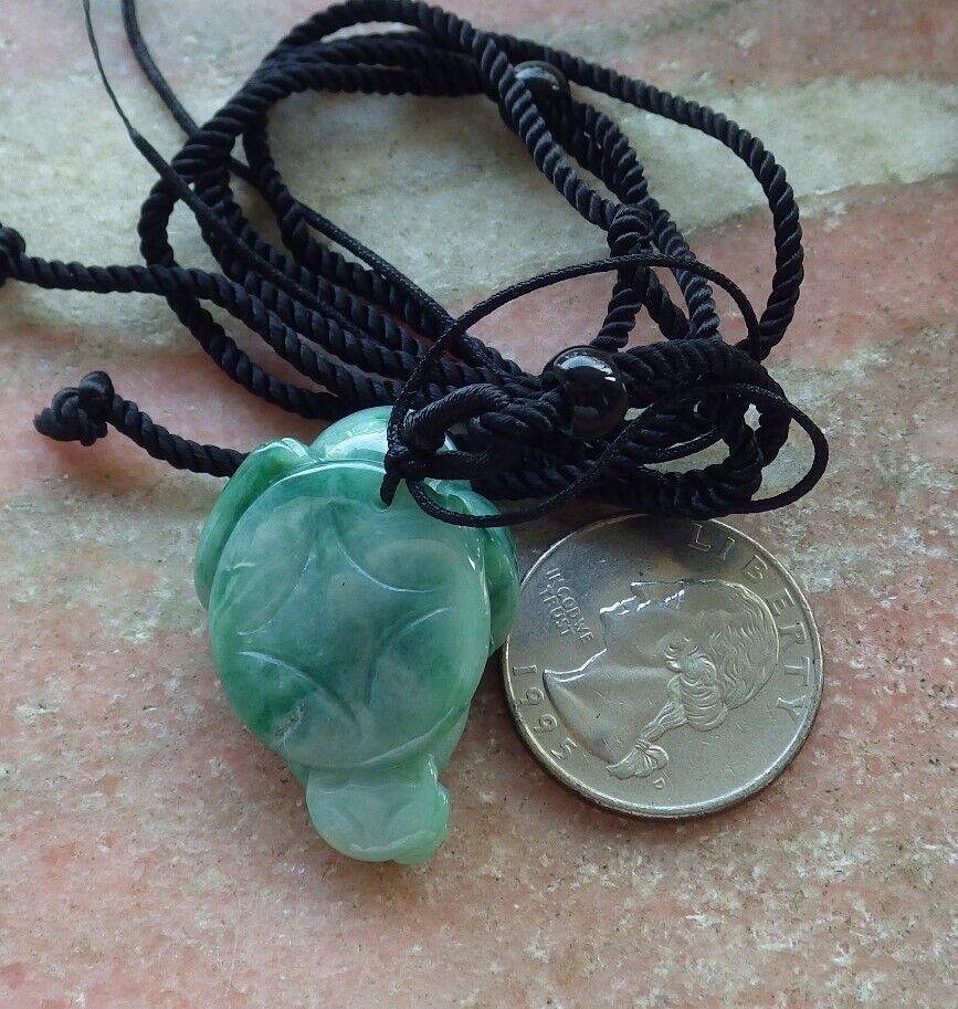 Certified Green Burma 100% Natural A Jade jadeite Pendant Frog Toad Money Coin Necklace 招财蟾 574770 TN