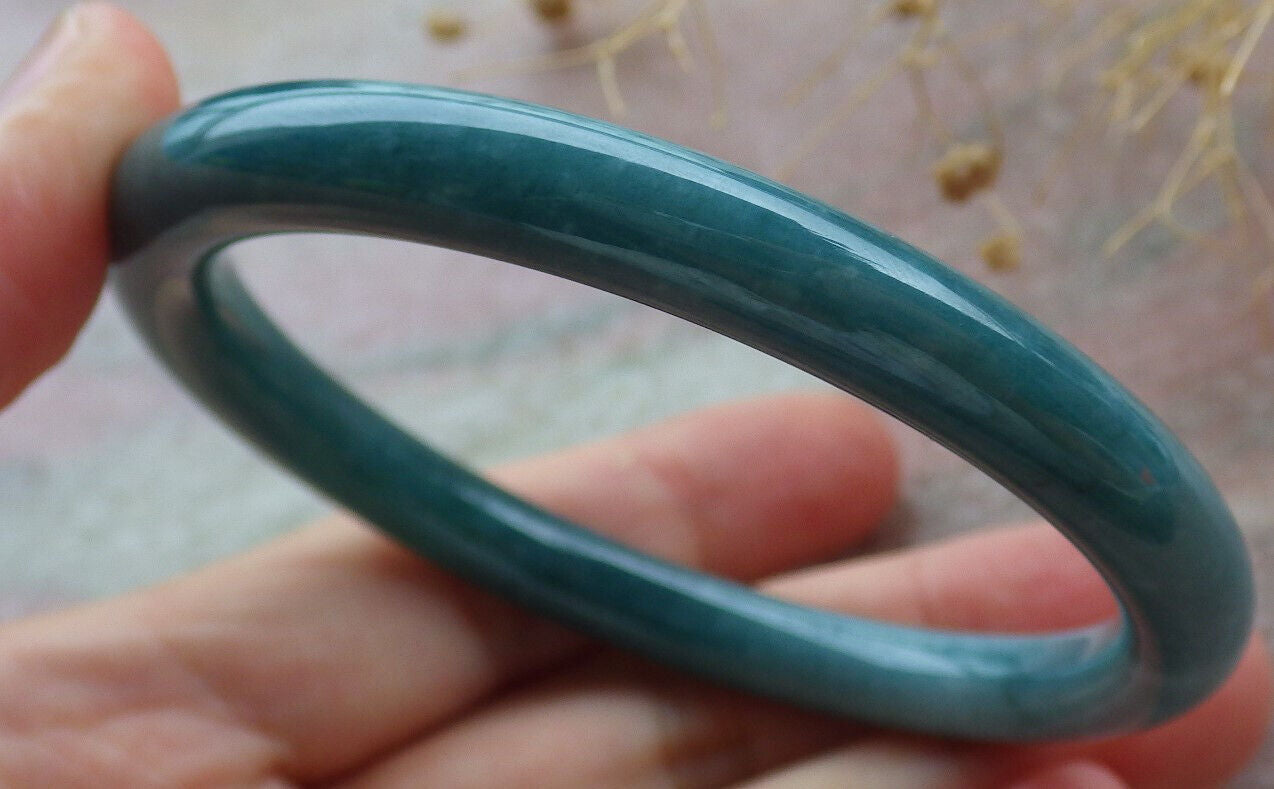 Certified Icy Green Burma 100% Natural A JADE Jadeite Circle Bangle Bracelet 57 mm 手镯 636473 TN