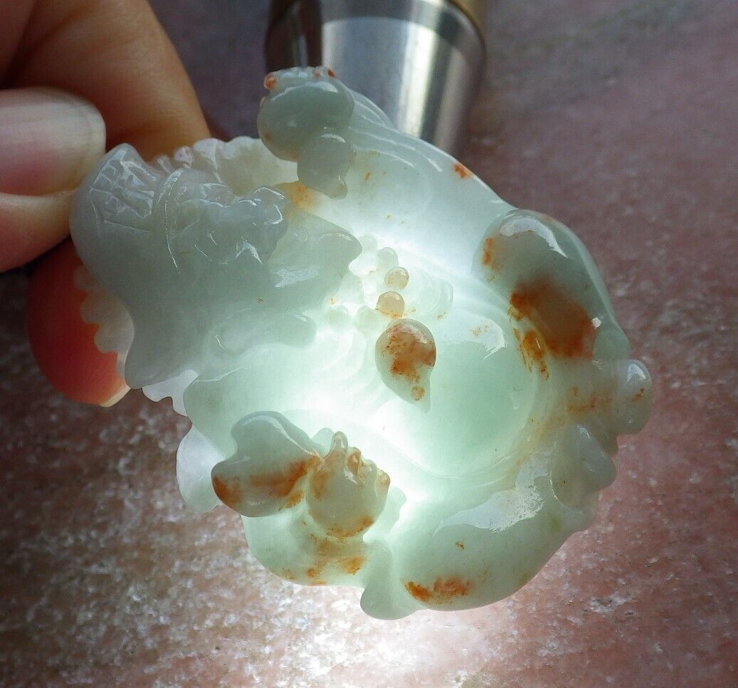 Certified Red Green Burma 100% Natural A Jade jadeite pendant Happy Ji Kung Buddha God Fan Gourd Necklace 济公 573964 TN