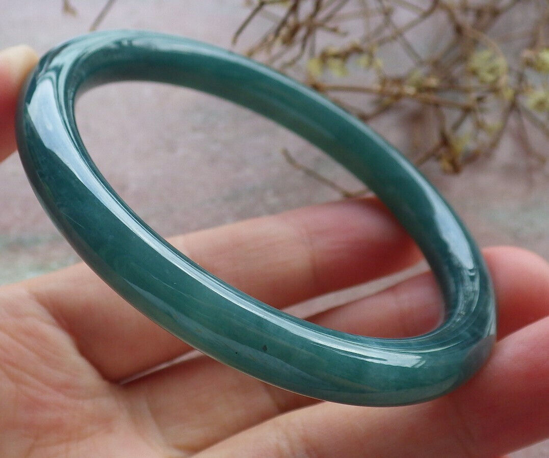 Certified Icy Green Burma 100% Natural A JADE Jadeite Circle Bangle Bracelet 57 mm 手镯 634360 TN