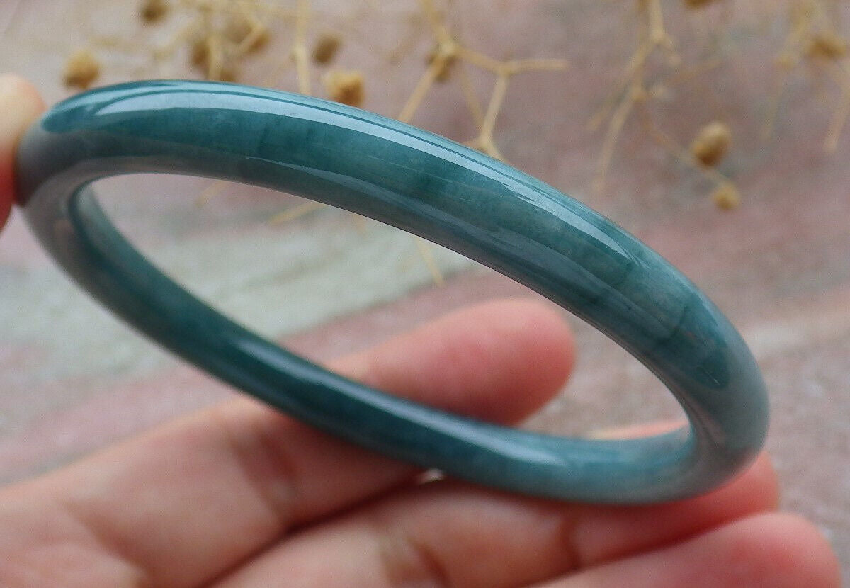 Certified Icy Green Burma 100% Natural A JADE Jadeite Circle Bangle Bracelet 57 mm 手镯 636628 TN