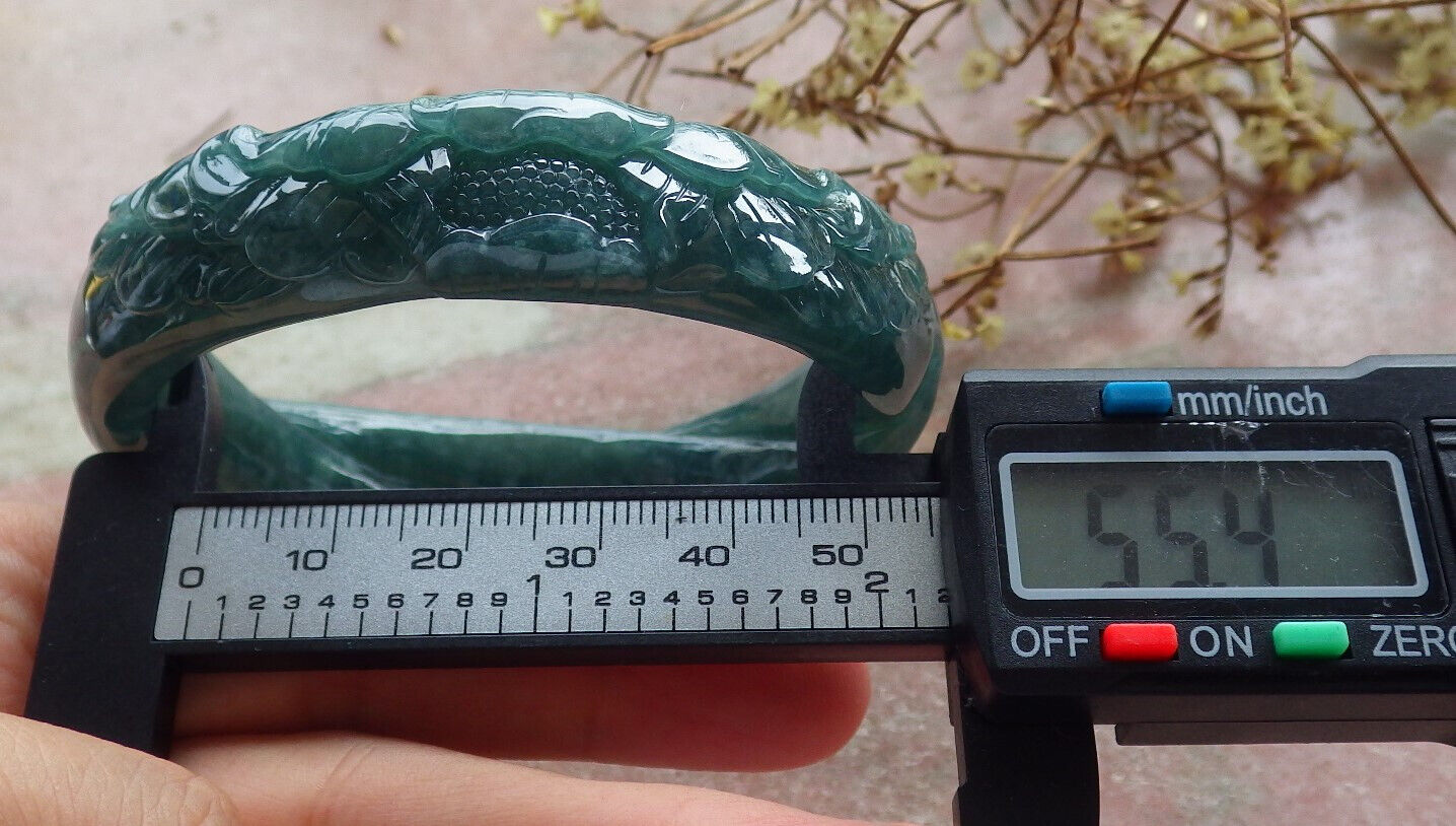 Certified Icy Blue Water Green Burma 100% Natural A JADE Jadeite Flower Knotted Bangle Bracelet 55 mm 手镯 633454 TN