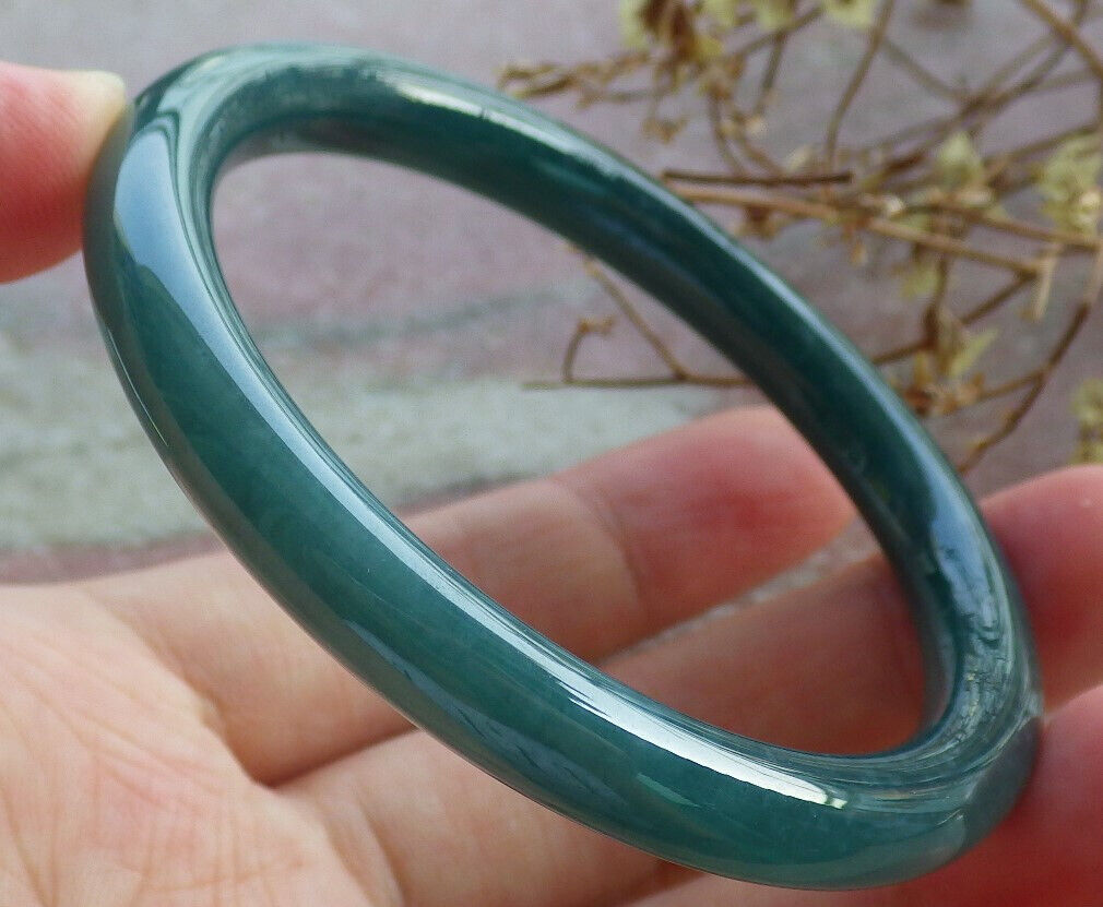 Certified Icy Blue Water Green Burma 100% Natural A JADE Jadeite Circle Bangle Bracelet 55 mm 手镯 633789 TN