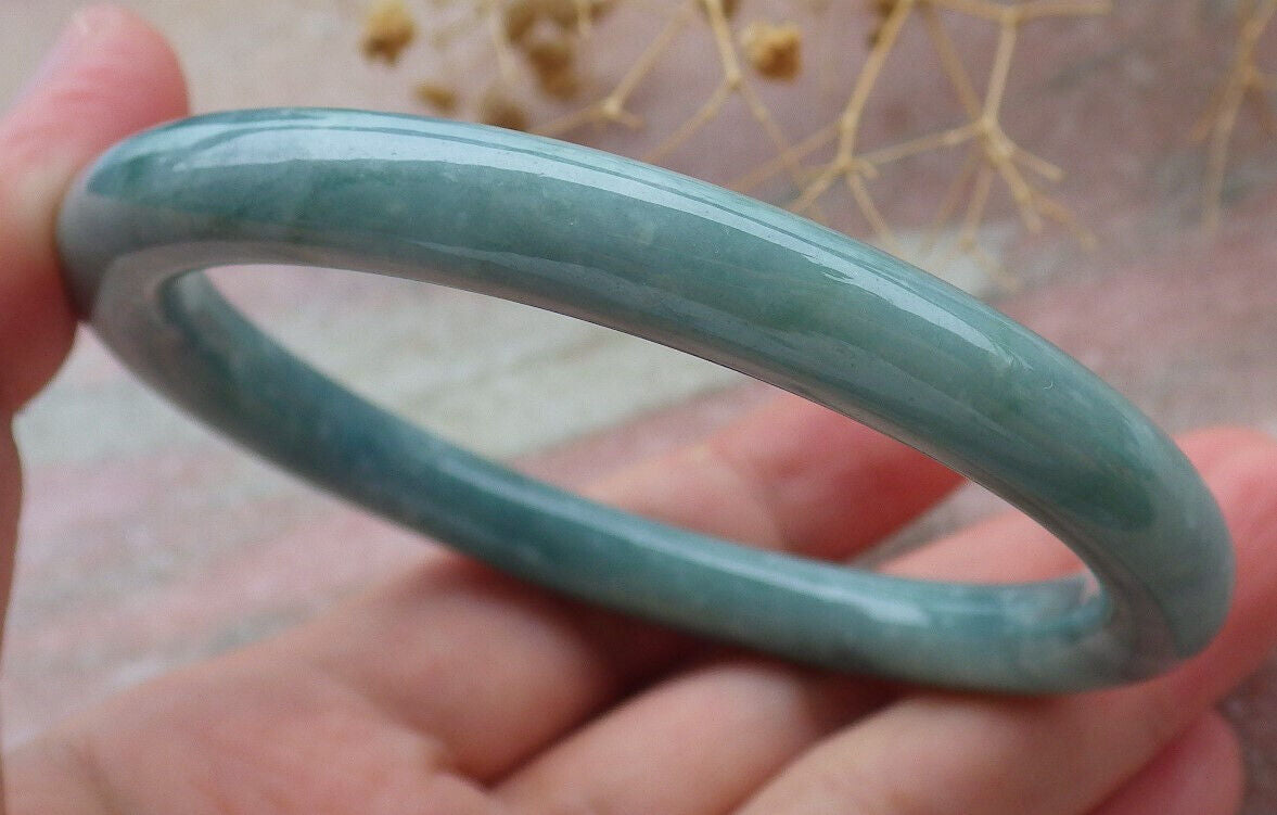 Certified Icy Green Burma 100% Natural A JADE Jadeite Circle Bangle Bracelet 60 mm 手镯 636693 TN