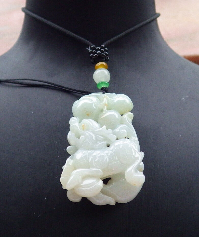 Certified Yellow Pale Green Burma 100% Natural A Jade jadeite Pendant Dragon Kai Lun Lotus Flower Yuan Bao Peach Necklace 生意兴隆 633208 TN