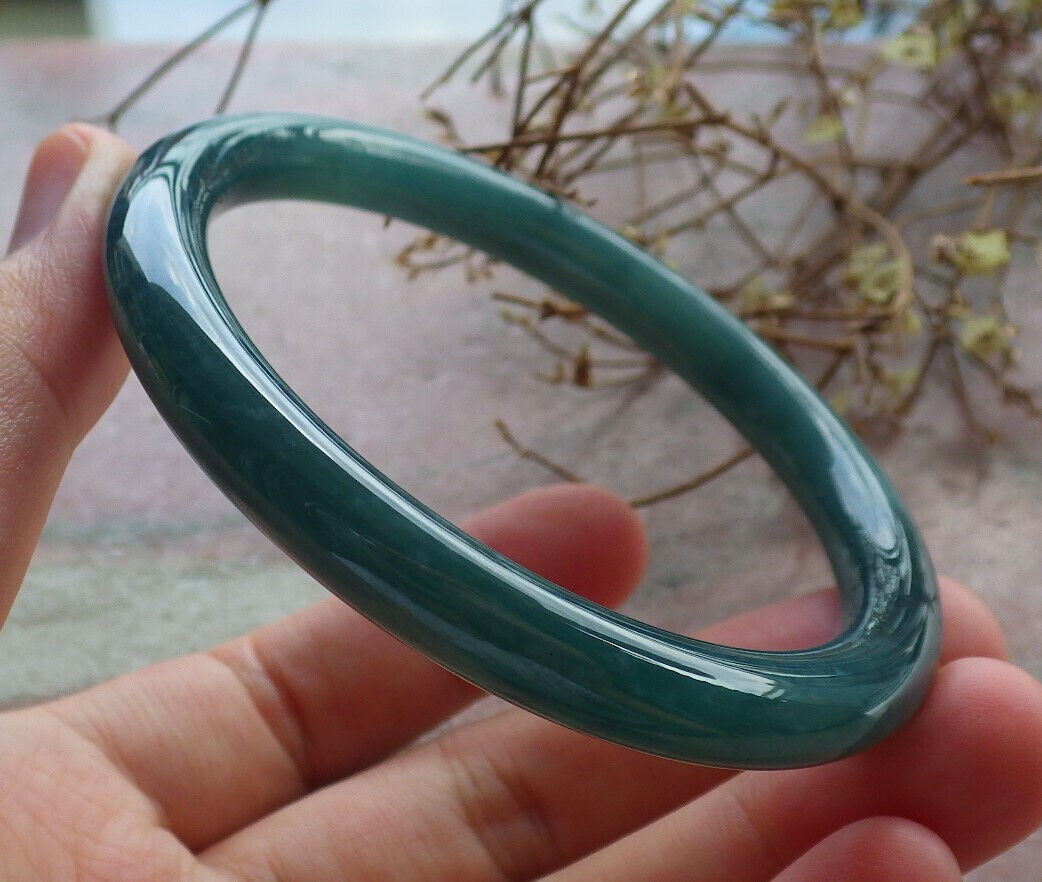Certified Icy Green Burma 100% Natural A JADE Jadeite Circle Bangle Bracelet 57 mm 手镯 634350 TN
