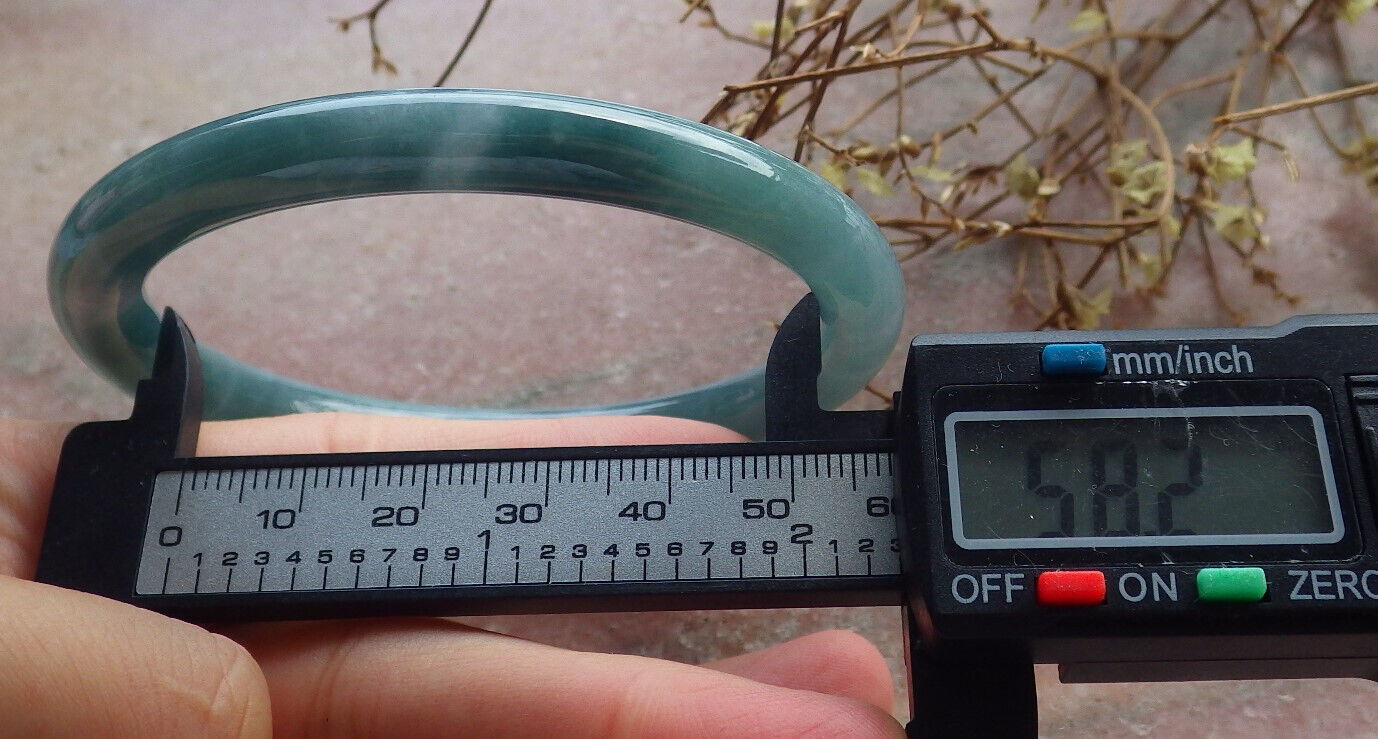 Certified Icy Green Burma 100% Natural A JADE Jadeite Circle Bangle Bracelet 58 mm 手镯 634341 TN
