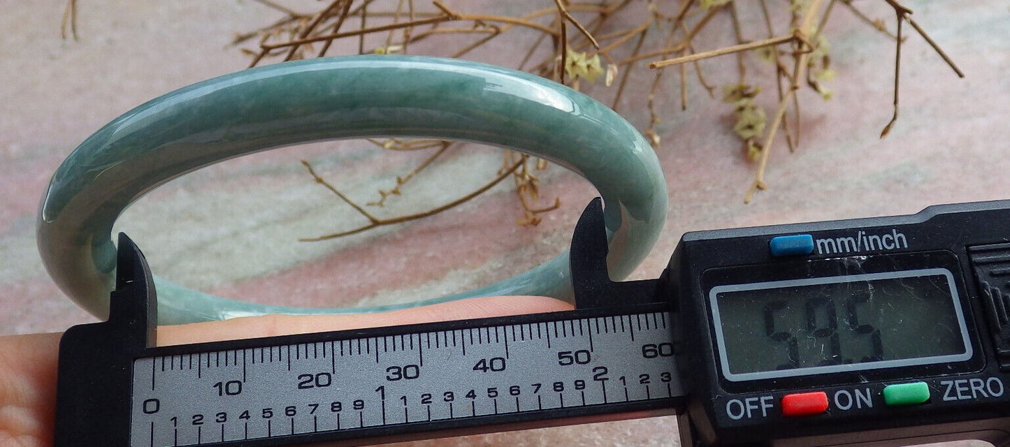 Certified Green Pale Lavender Burma 100% Natural A JADE Jadeite Circle Bangle Bracelet 60 mm 手镯 635469 TN