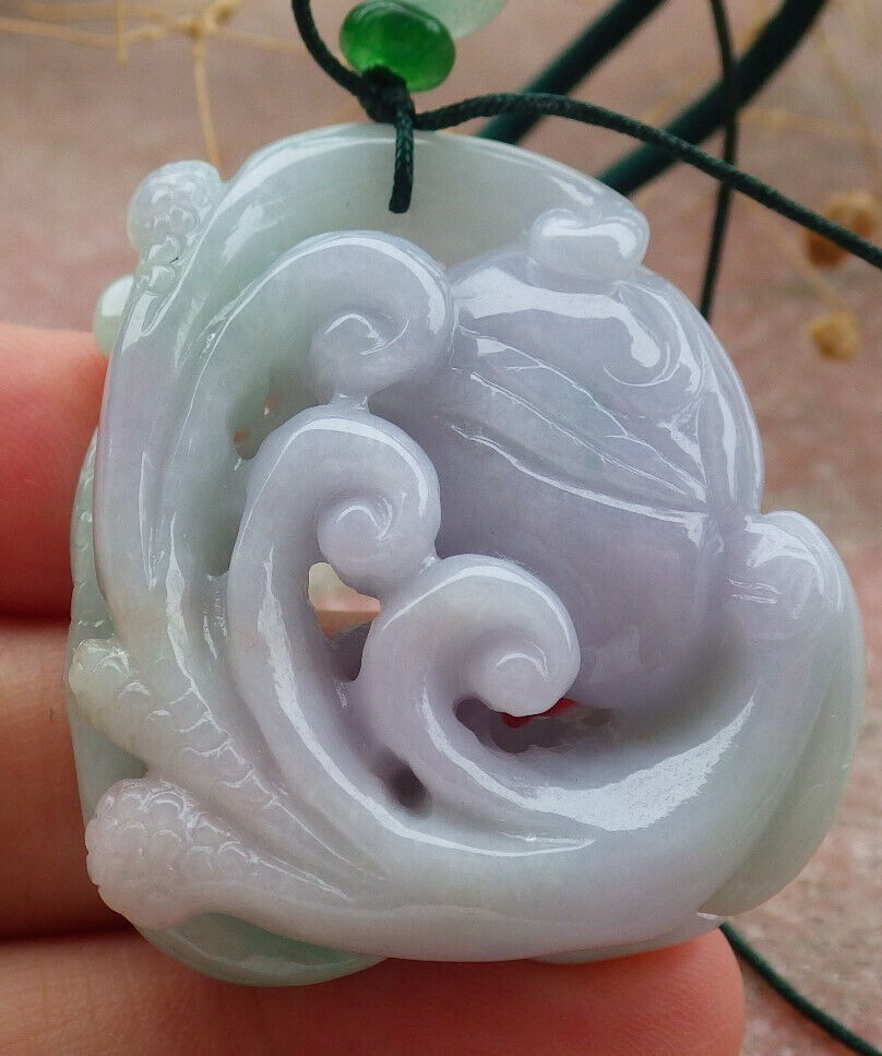 Certified Green Lavender Burma 100% Natural A Jade jadeite Pendant Dragonfly Necklace 蜻蜓 636732 TN