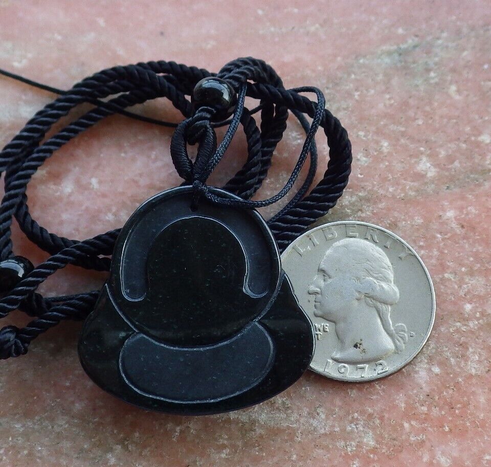 Certified Black Green 100% Natural A Jade jadeite pendant Happy Buddha God Necklace 墨翠 佛公 528926 TN