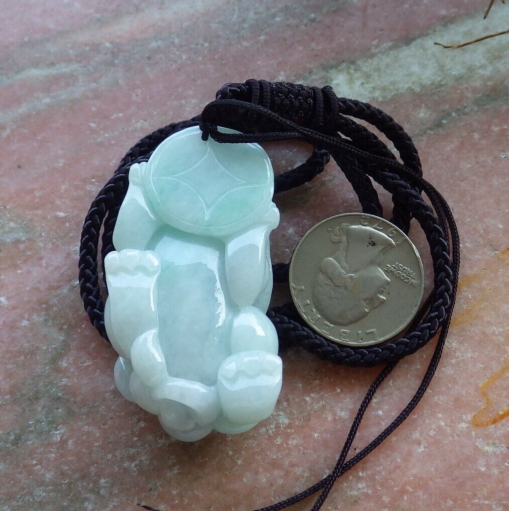 Certified Green 100% Natural A Jade jadeite Pendant Dragon Pi Xiu Money Coin Ruyi Necklace 风水貔貅 529216 TN