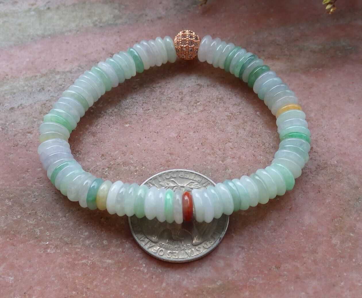 Certified Yellow Green Pale Lavender 100% Natural A JADE Jadeite Bead Beads Bangle Circle Bead Beads Bangle Bracelet 平安扣手链 525008 TN