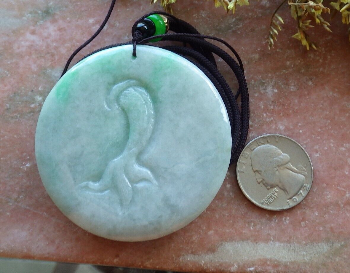 Certified Green 100% Natural A Jade jadeite Pendant Dragon Mouse Rat Ruyi Bead Necklace 望子成龙 524062 TN
