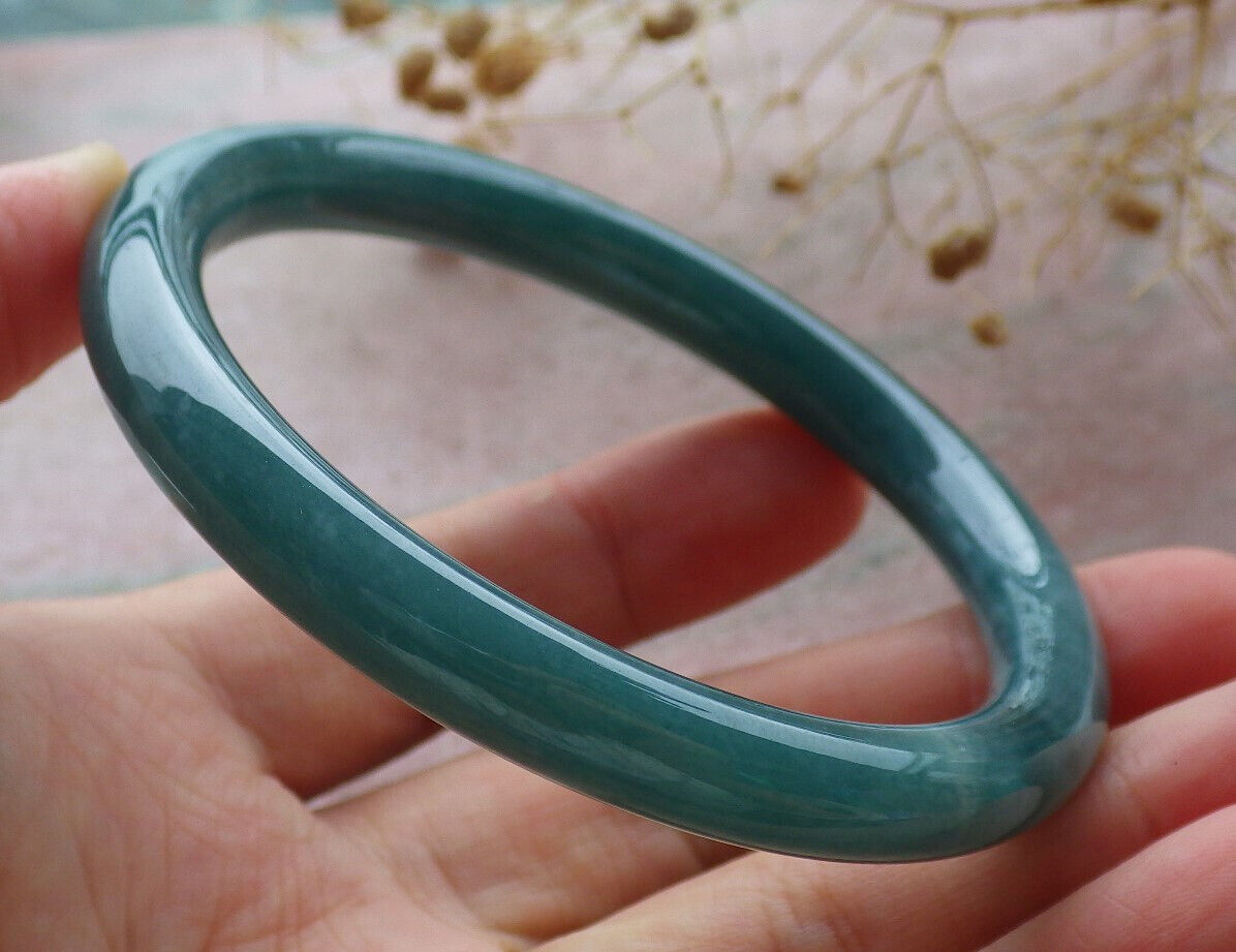 Certified Icy Green Burma 100% Natural A JADE Jadeite Circle Bangle Bracelet 57 mm 手镯 636486 TN
