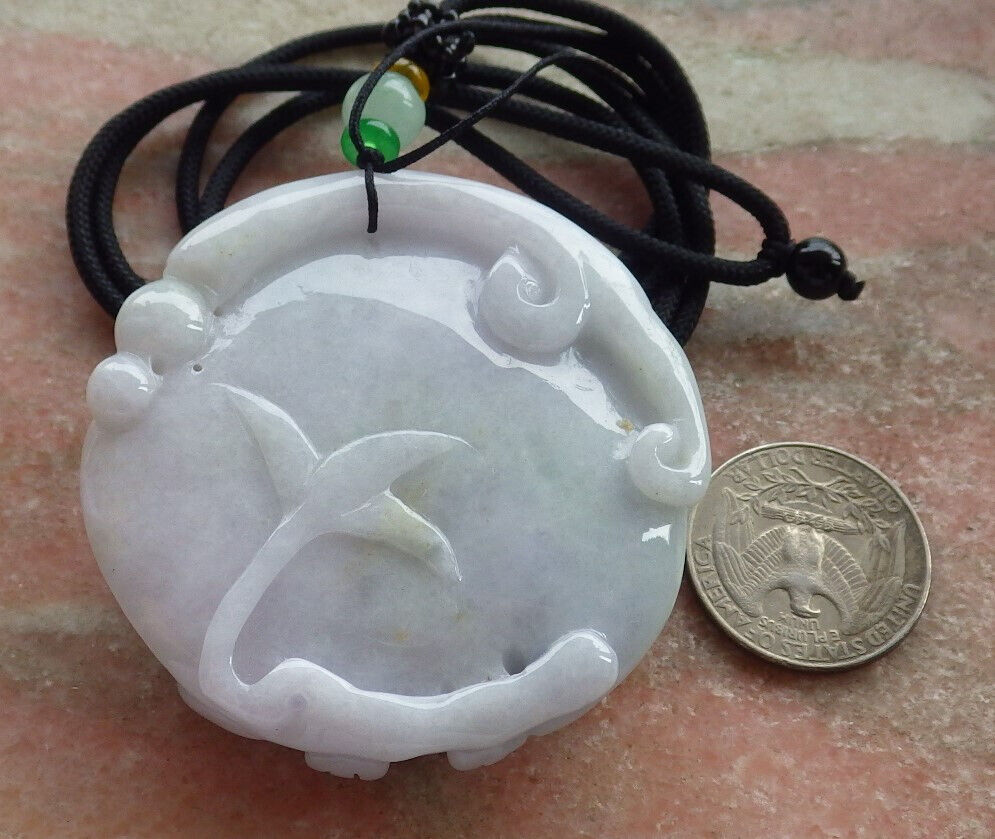 Certified Green Burma 100% Natural A Jade jadeite Pendant Owl Ruyi Necklace 猫头鹰 633581 TN