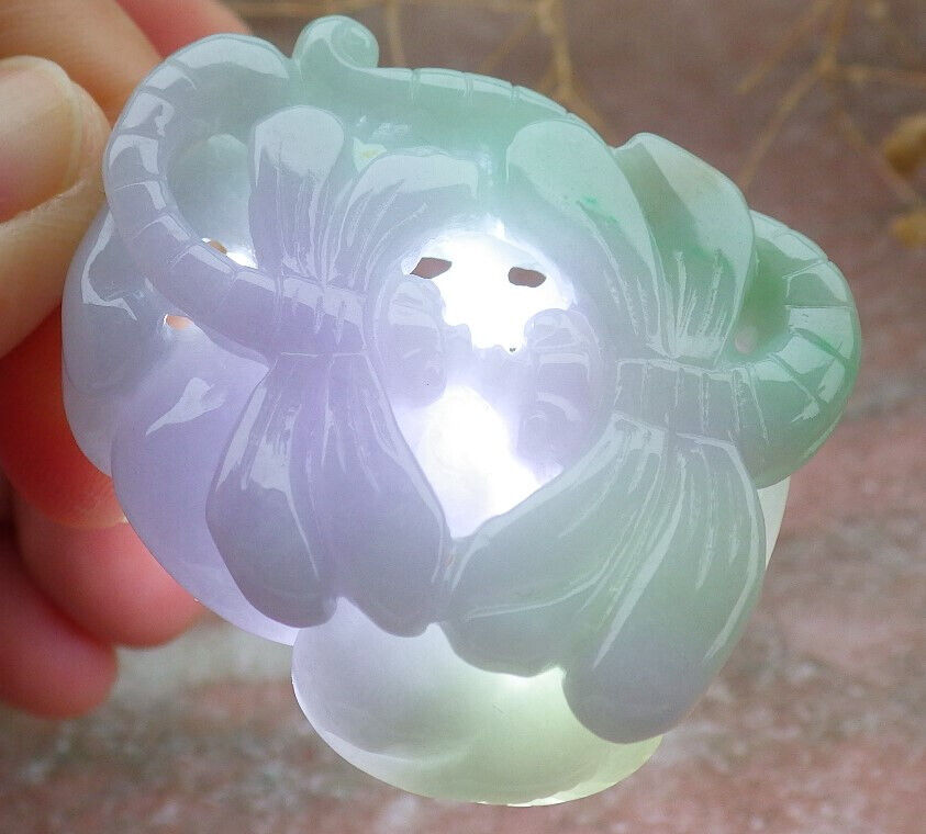 Certified Green Lavender Burma 100% Natural A Jade jadeite Pendant Dragonfly Necklace 蜻蜓 636732 TN