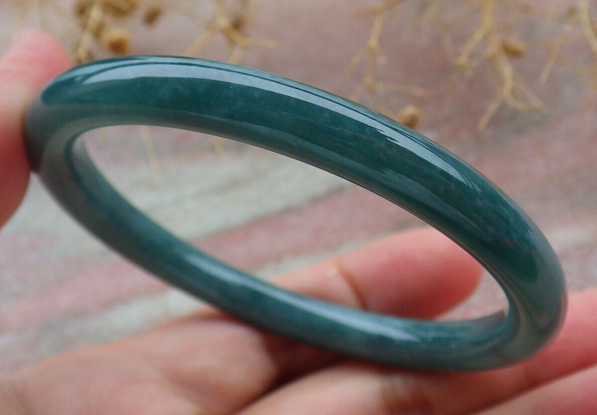 Certified Icy Green Burma 100% Natural A JADE Jadeite Circle Bangle Bracelet 57 mm 手镯 636665 TN