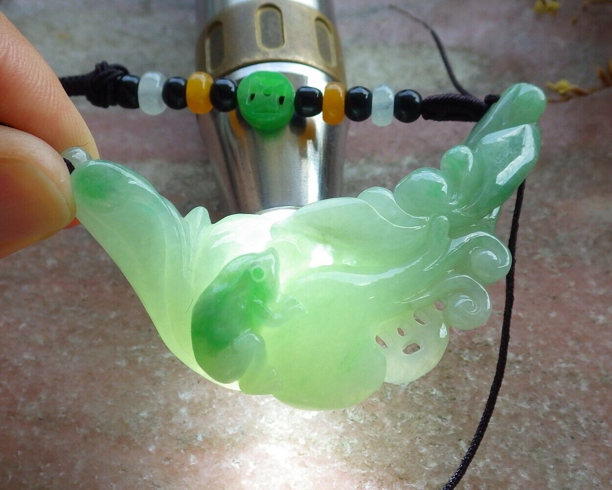 Certified Green 100% Natural A Jade jadeite Pendant Frog Toad Bead Lotus Flower Ruyi Coin Necklace 招财蟾 529908 TN