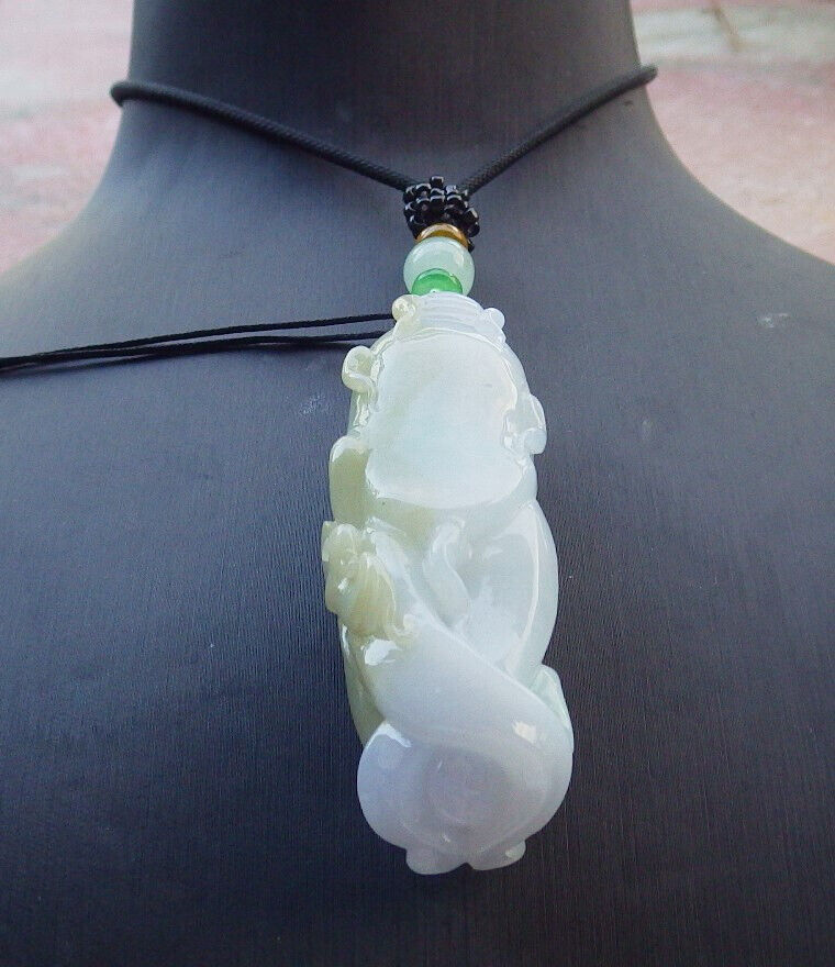 Certified Green Yellow Pale Lavender Burma 100% Natural A Jade jadeite Pendant Bat Ginseng Coin Ruyi Necklace 如意人生 633184 TN