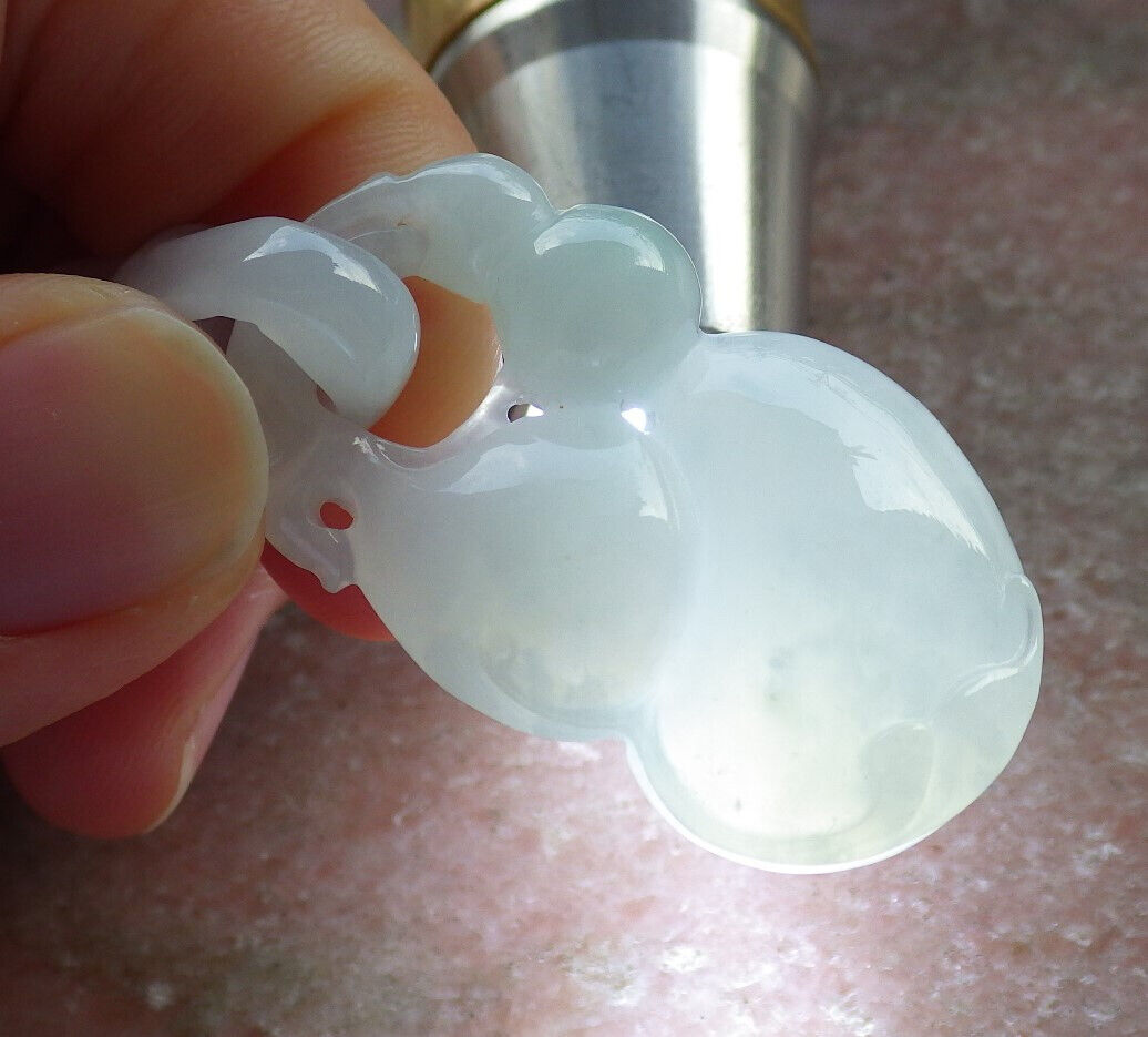 Certified Green Pale Lavender Burma 100% Natural A Jade jadeite Pendant Mouse Rat Gourd Necklace W Ring 发财鼠 633996 TN