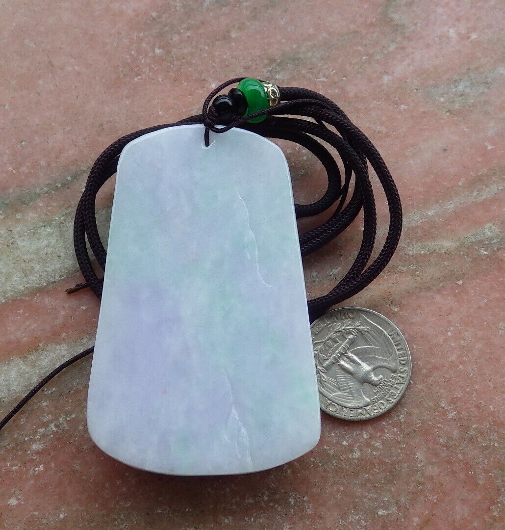 Certified Green Pale Lavender 100% Natural A Jade jadeite Landscape painting Tree Necklace 山水画 521223 TN