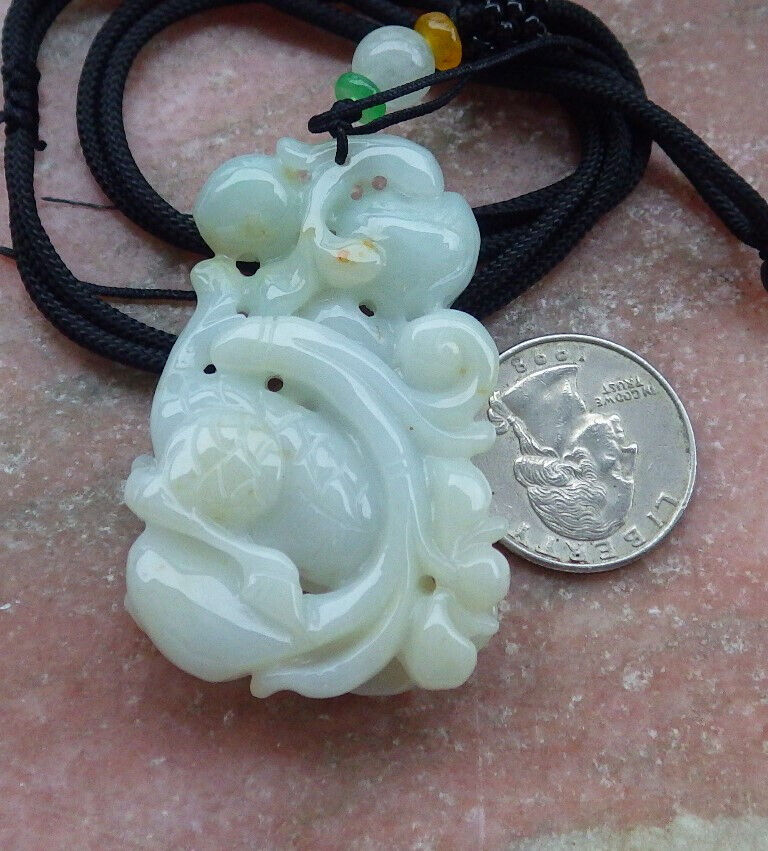 Certified Yellow Pale Green Burma 100% Natural A Jade jadeite Pendant Dragon Kai Lun Lotus Flower Yuan Bao Peach Necklace 生意兴隆 633208 TN