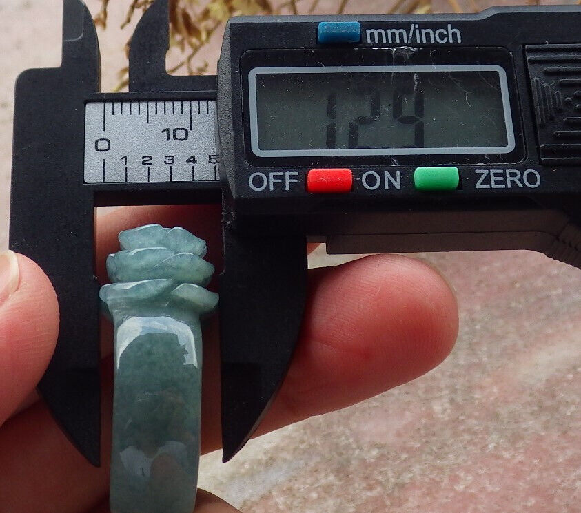 Certified Icy Green Burma 100% Natural A JADE Jadeite Rose Flower RING USA. 8.5 花戒指 633926 TN