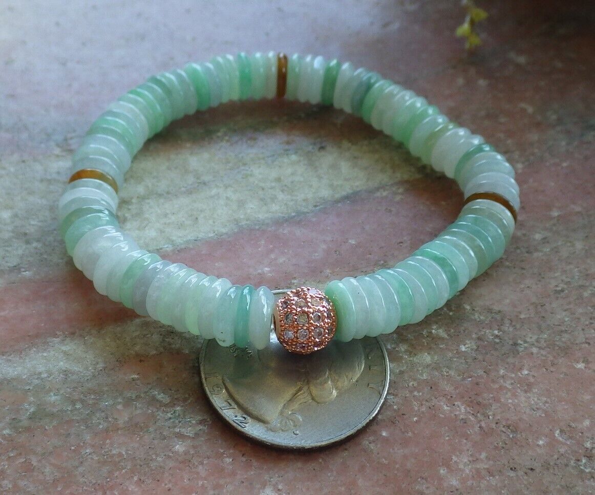 Certified Yellow Green Pale Lavender 100% Natural A JADE Jadeite Bead Beads Bangle Circle Bead Beads Bangle Bracelet 平安扣手链 524552 TN