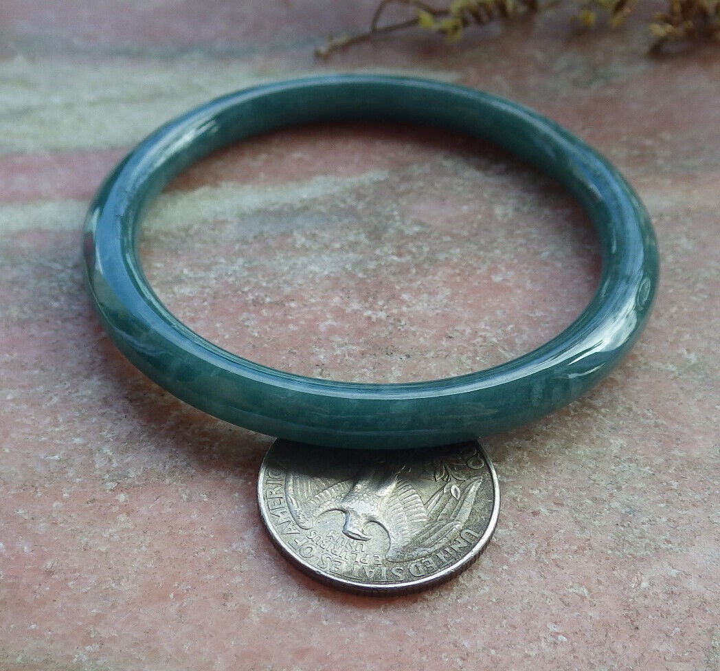 Certified Green Burma 100% Natural A JADE Jadeite Circle Bangle Bracelet 55 mm 手镯 632928 TN