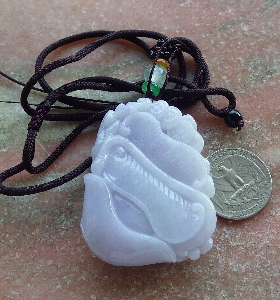 Certified Lavender Burma 100% Natural A Jade jadeite Pendant Dragon Coin Fan Yuan Bao Necklace 生意兴隆 573956 TN