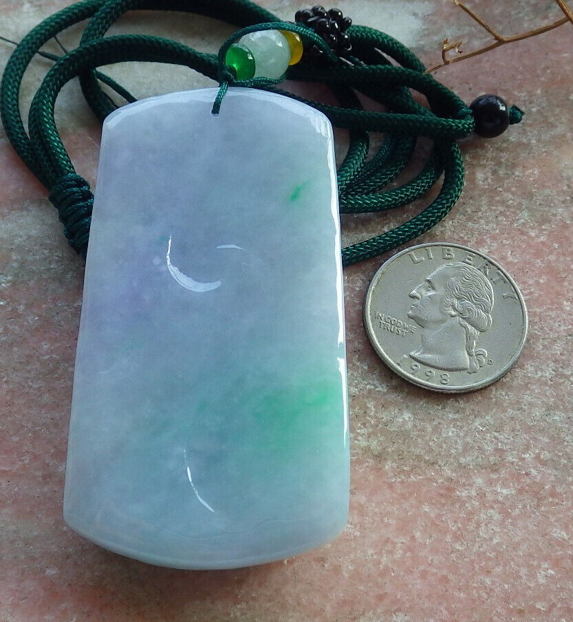 Certified Green Pale Lavender Burma 100% Natural A Jade jadeite Pendant Guanyin Kwan Yin Dragon Necklace 观音 633824 TN