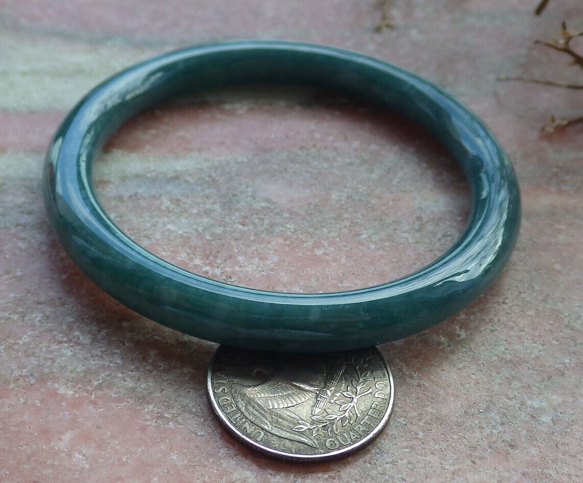Certified Green Burma 100% Natural A JADE Jadeite Circle Bangle Bracelet 57 mm 手镯 632991 TN