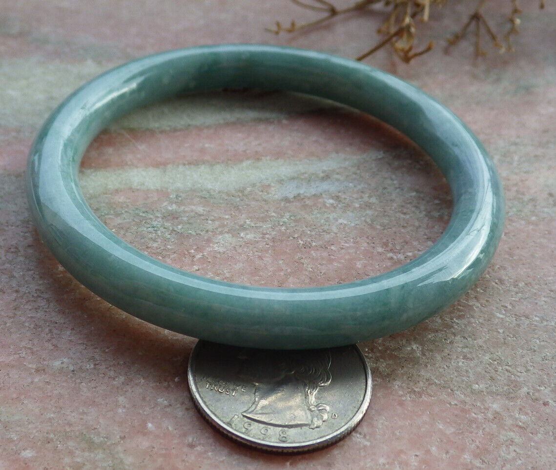 Certified Green Pale Lavender Burma 100% Natural A JADE Jadeite Circle Bangle Bracelet 60 mm 手镯 635469 TN