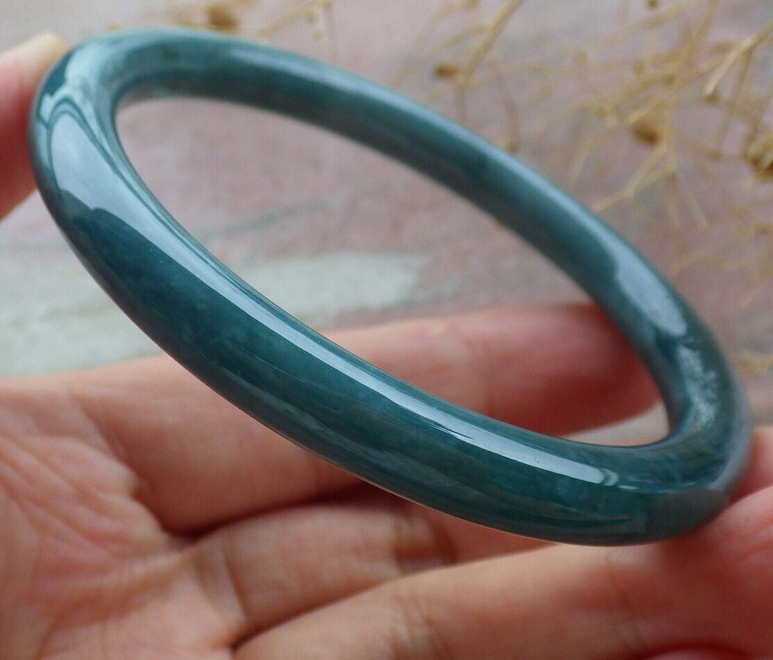 Certified Icy Green Burma 100% Natural A JADE Jadeite Circle Bangle Bracelet 57 mm 手镯 636473 TN